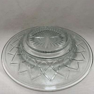 -105- Heavy Clear Glass | Cherries Pattern | Covered Butter Dish