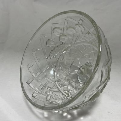 -105- Heavy Clear Glass | Cherries Pattern | Covered Butter Dish