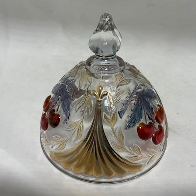 -106- Red & Gold | Northwood EAPG | Cherries Pattern | Covered Butter Dish | Creamer & Sugar