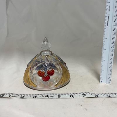 -106- Red & Gold | Northwood EAPG | Cherries Pattern | Covered Butter Dish | Creamer & Sugar