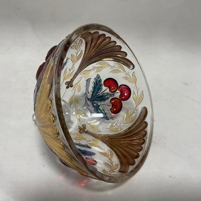 -106- Red & Gold | Northwood EAPG | Cherries Pattern | Covered Butter Dish | Creamer & Sugar