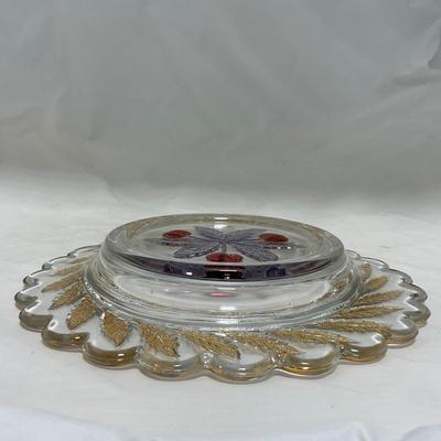 -106- Red & Gold | Northwood EAPG | Cherries Pattern | Covered Butter Dish | Creamer & Sugar