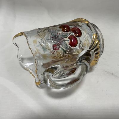 -106- Red & Gold | Northwood EAPG | Cherries Pattern | Covered Butter Dish | Creamer & Sugar