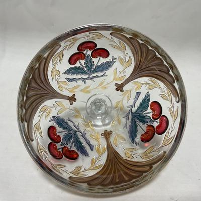 -106- Red & Gold | Northwood EAPG | Cherries Pattern | Covered Butter Dish | Creamer & Sugar