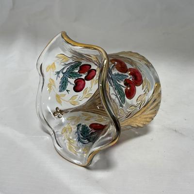 -106- Red & Gold | Northwood EAPG | Cherries Pattern | Covered Butter Dish | Creamer & Sugar