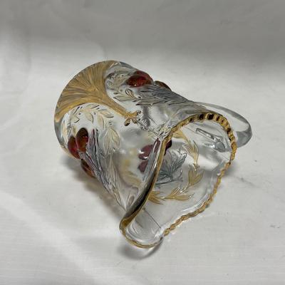 -106- Red & Gold | Northwood EAPG | Cherries Pattern | Covered Butter Dish | Creamer & Sugar