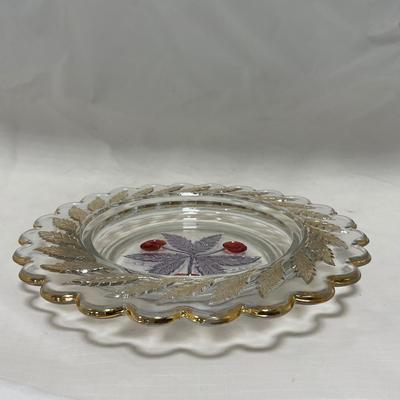 -106- Red & Gold | Northwood EAPG | Cherries Pattern | Covered Butter Dish | Creamer & Sugar