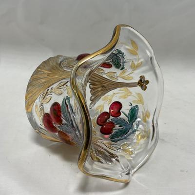 -106- Red & Gold | Northwood EAPG | Cherries Pattern | Covered Butter Dish | Creamer & Sugar