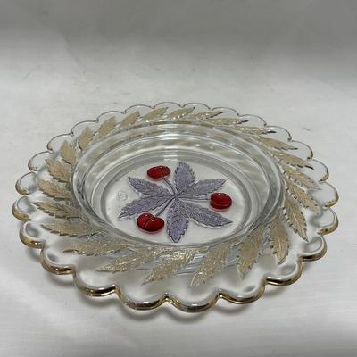 -106- Red & Gold | Northwood EAPG | Cherries Pattern | Covered Butter Dish | Creamer & Sugar