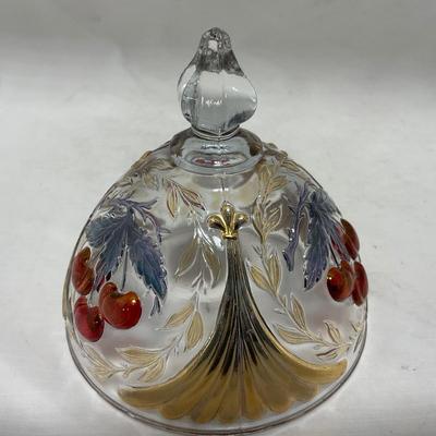 -106- Red & Gold | Northwood EAPG | Cherries Pattern | Covered Butter Dish | Creamer & Sugar