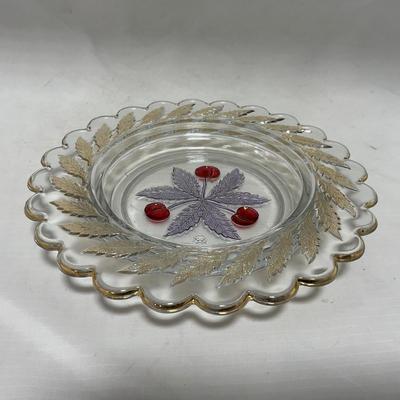 -106- Red & Gold | Northwood EAPG | Cherries Pattern | Covered Butter Dish | Creamer & Sugar