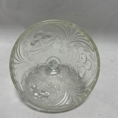 -107- Clear Glass | Northwood EAPG Style | Cherries Pattern | Covered Butter Dish | Creamer & Sugar