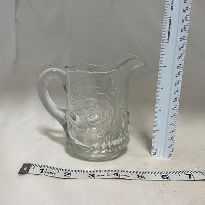 -107- Clear Glass | Northwood EAPG Style | Cherries Pattern | Covered Butter Dish | Creamer & Sugar