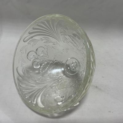 -107- Clear Glass | Northwood EAPG Style | Cherries Pattern | Covered Butter Dish | Creamer & Sugar