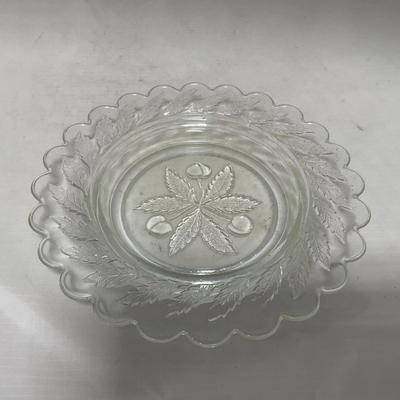 -107- Clear Glass | Northwood EAPG Style | Cherries Pattern | Covered Butter Dish | Creamer & Sugar