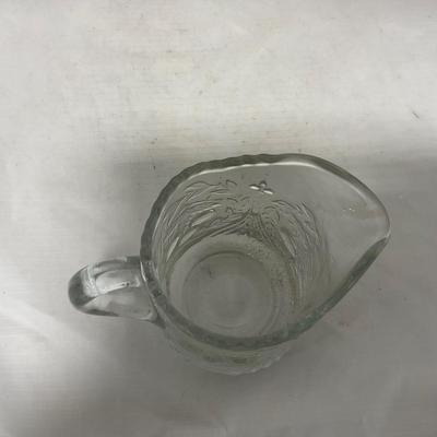 -107- Clear Glass | Northwood EAPG Style | Cherries Pattern | Covered Butter Dish | Creamer & Sugar