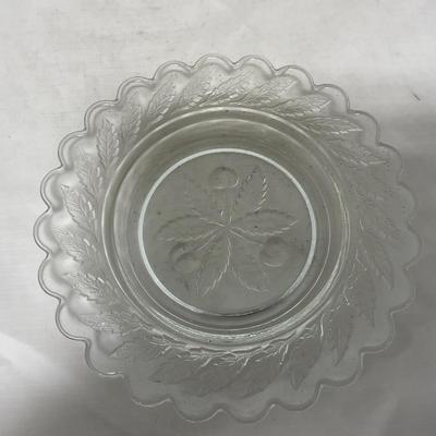 -107- Clear Glass | Northwood EAPG Style | Cherries Pattern | Covered Butter Dish | Creamer & Sugar