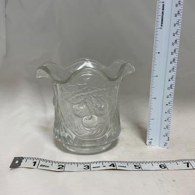 -107- Clear Glass | Northwood EAPG Style | Cherries Pattern | Covered Butter Dish | Creamer & Sugar