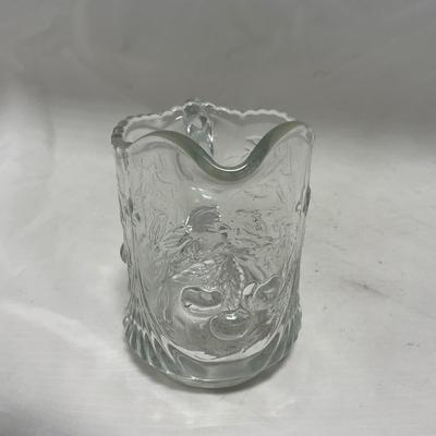 -107- Clear Glass | Northwood EAPG Style | Cherries Pattern | Covered Butter Dish | Creamer & Sugar