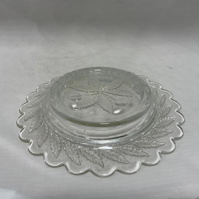 -107- Clear Glass | Northwood EAPG Style | Cherries Pattern | Covered Butter Dish | Creamer & Sugar