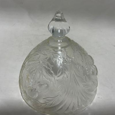 -107- Clear Glass | Northwood EAPG Style | Cherries Pattern | Covered Butter Dish | Creamer & Sugar