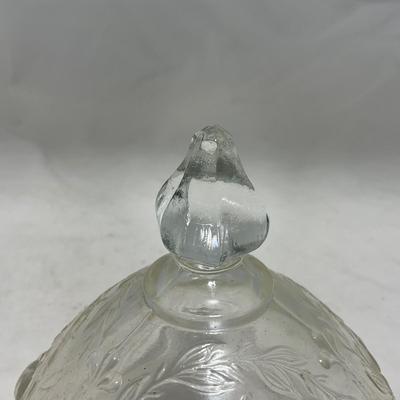 -107- Clear Glass | Northwood EAPG Style | Cherries Pattern | Covered Butter Dish | Creamer & Sugar