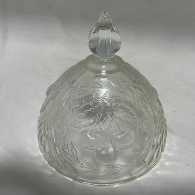 -107- Clear Glass | Northwood EAPG Style | Cherries Pattern | Covered Butter Dish | Creamer & Sugar