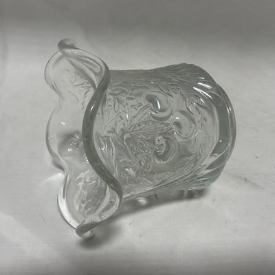 -107- Clear Glass | Northwood EAPG Style | Cherries Pattern | Covered Butter Dish | Creamer & Sugar