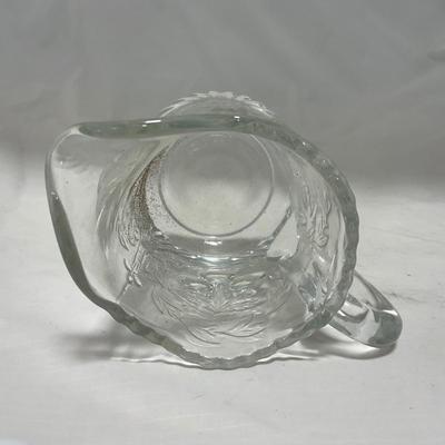 -107- Clear Glass | Northwood EAPG Style | Cherries Pattern | Covered Butter Dish | Creamer & Sugar