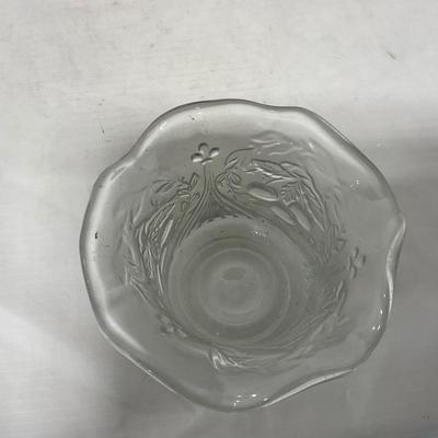 -107- Clear Glass | Northwood EAPG Style | Cherries Pattern | Covered Butter Dish | Creamer & Sugar