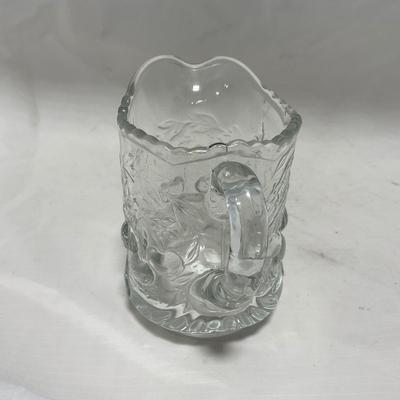 -107- Clear Glass | Northwood EAPG Style | Cherries Pattern | Covered Butter Dish | Creamer & Sugar