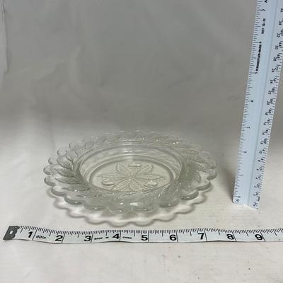 -107- Clear Glass | Northwood EAPG Style | Cherries Pattern | Covered Butter Dish | Creamer & Sugar