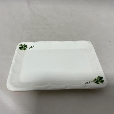 -108- White & Flowered | Glazed | Covered Sugar Dish & Spoon | Covered Butter Dish