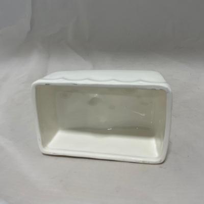 -108- White & Flowered | Glazed | Covered Sugar Dish & Spoon | Covered Butter Dish