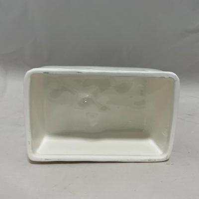-108- White & Flowered | Glazed | Covered Sugar Dish & Spoon | Covered Butter Dish