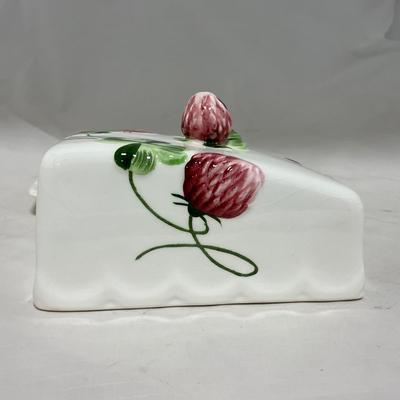 -108- White & Flowered | Glazed | Covered Sugar Dish & Spoon | Covered Butter Dish