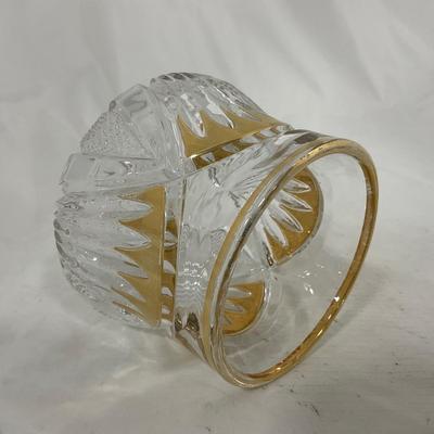 -109- Clear Glass with Gold Accents | Covered Butter Dish | Lidded Jar | Sugar & Creamer