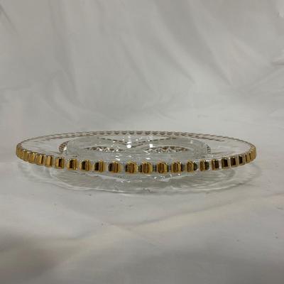 -109- Clear Glass with Gold Accents | Covered Butter Dish | Lidded Jar | Sugar & Creamer