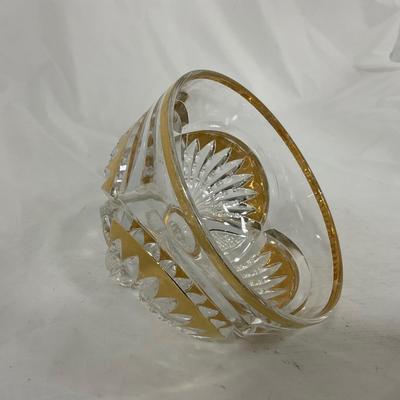 -109- Clear Glass with Gold Accents | Covered Butter Dish | Lidded Jar | Sugar & Creamer
