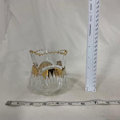 -109- Clear Glass with Gold Accents | Covered Butter Dish | Lidded Jar | Sugar & Creamer