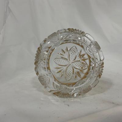 -109- Clear Glass with Gold Accents | Covered Butter Dish | Lidded Jar | Sugar & Creamer