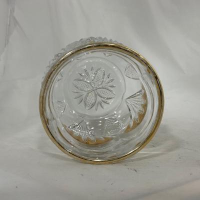 -109- Clear Glass with Gold Accents | Covered Butter Dish | Lidded Jar | Sugar & Creamer