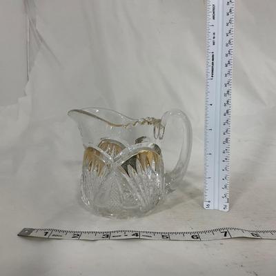 -109- Clear Glass with Gold Accents | Covered Butter Dish | Lidded Jar | Sugar & Creamer