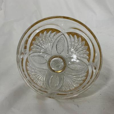 -109- Clear Glass with Gold Accents | Covered Butter Dish | Lidded Jar | Sugar & Creamer
