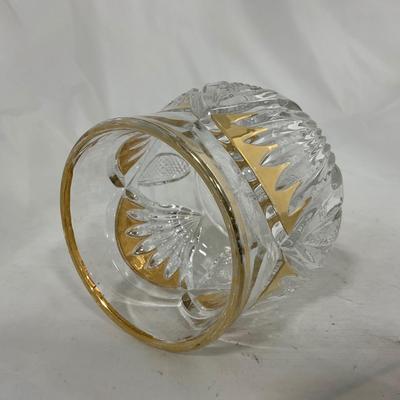-109- Clear Glass with Gold Accents | Covered Butter Dish | Lidded Jar | Sugar & Creamer