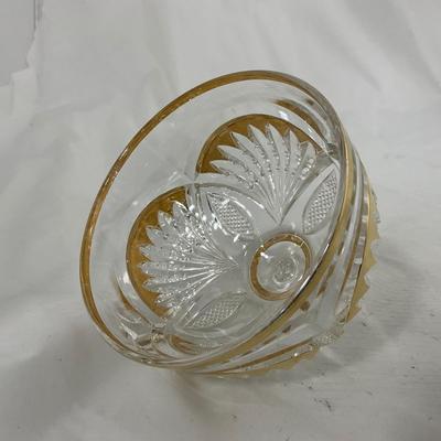 -109- Clear Glass with Gold Accents | Covered Butter Dish | Lidded Jar | Sugar & Creamer