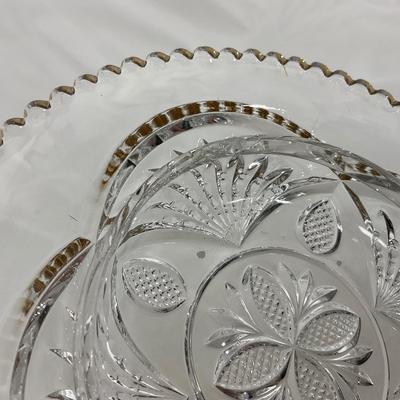 -109- Clear Glass with Gold Accents | Covered Butter Dish | Lidded Jar | Sugar & Creamer