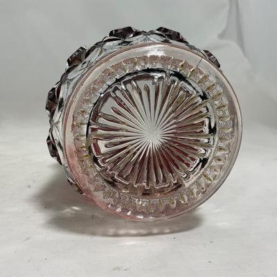 -110- Ruby Red & Clear Glass | Etched | Covered Butter Dish | Lidded Sugar & Creamer