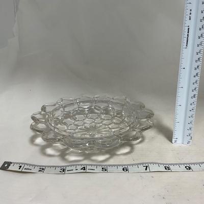 -110- Ruby Red & Clear Glass | Etched | Covered Butter Dish | Lidded Sugar & Creamer