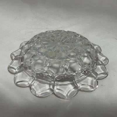 -110- Ruby Red & Clear Glass | Etched | Covered Butter Dish | Lidded Sugar & Creamer